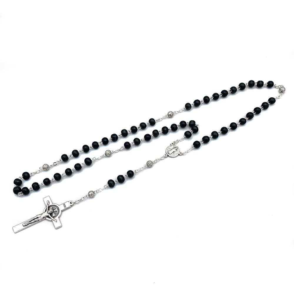 Rosary Black Wooden Beads St Benedict