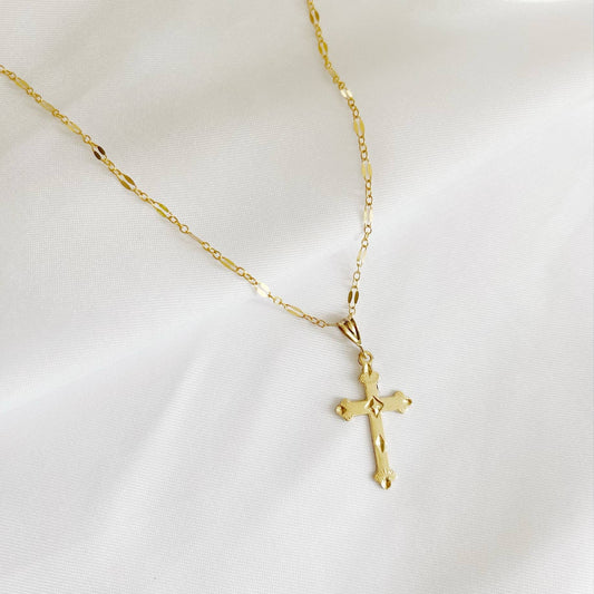 Risen Religious Cross Necklace Gold Filled Sterling Silver