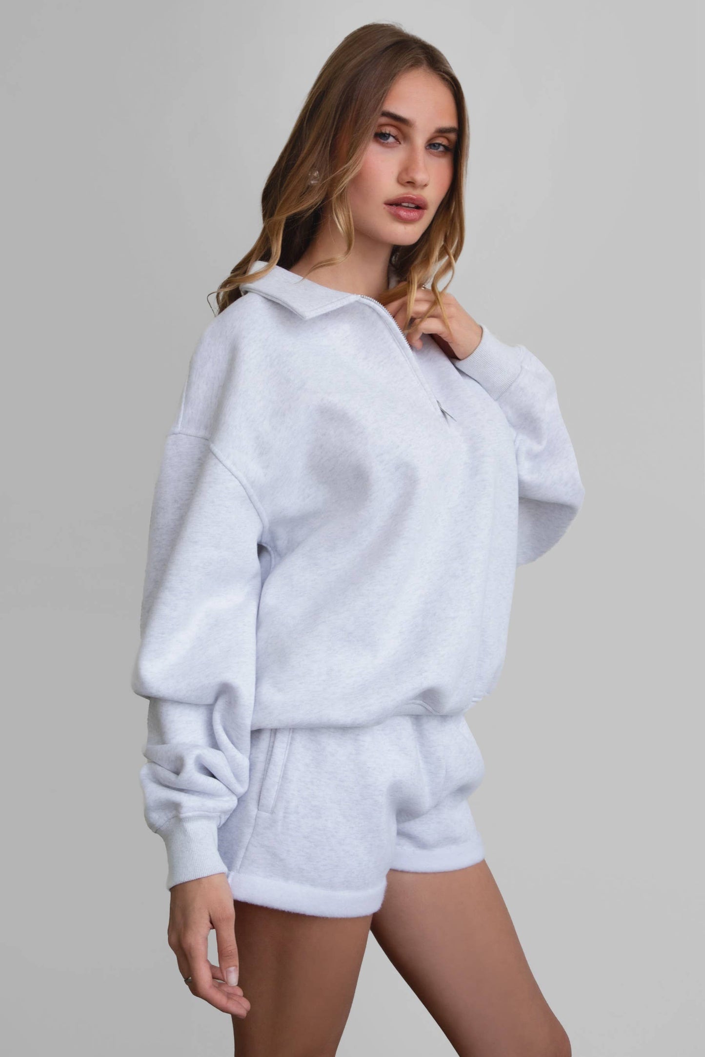 HAILEE Cloud Fleece Classic Half-Zip Sweater