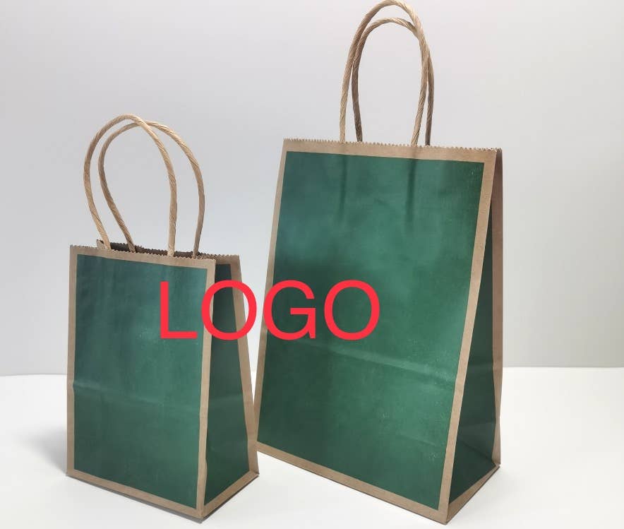 25pcs 6"x4"& 8"x6"&10.6"x8.3" Blue & Green paper gift bag