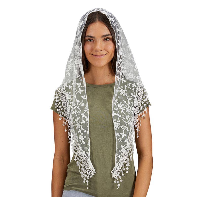 White Chapel Veil W/ Tassels