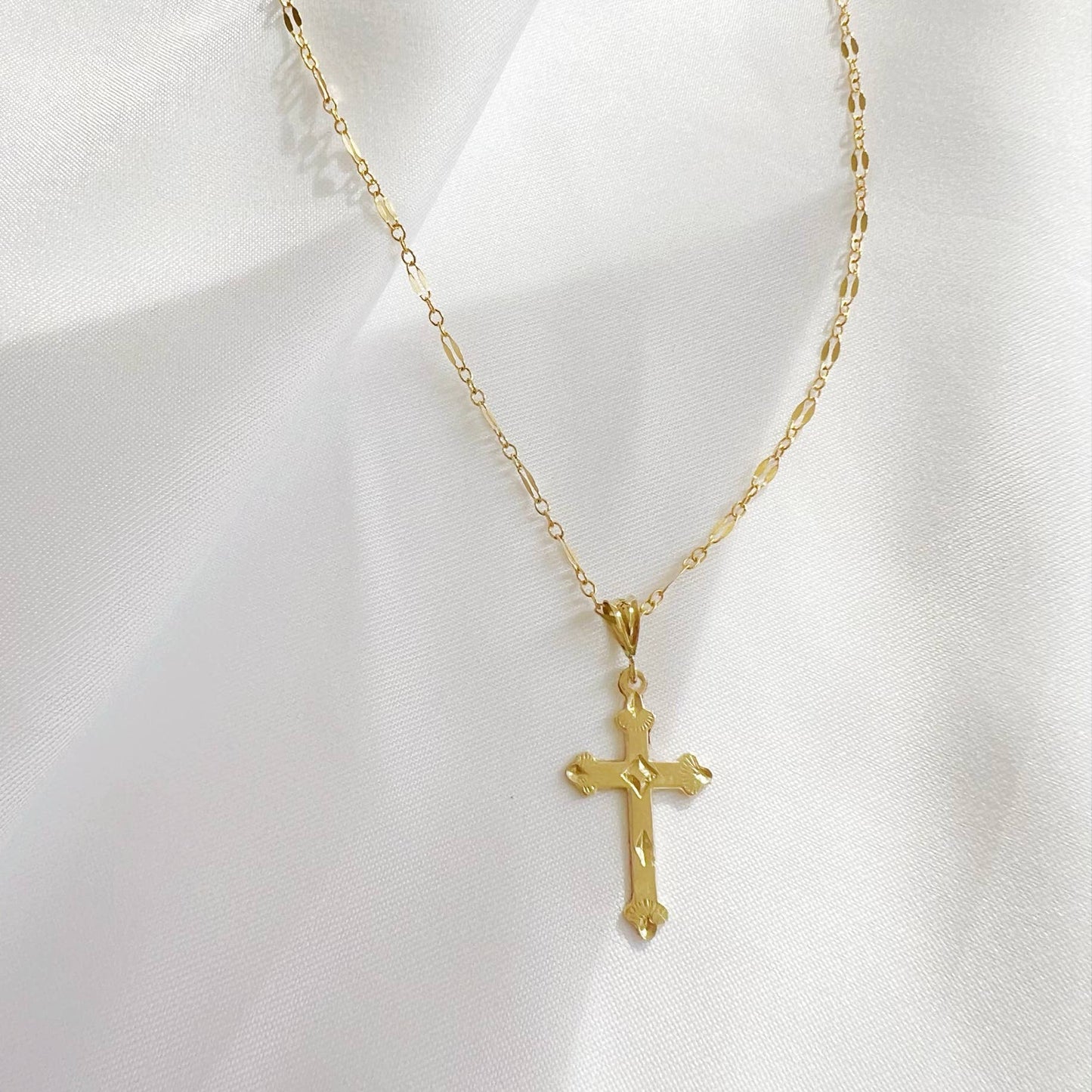 Risen Religious Cross Necklace Gold Filled Sterling Silver