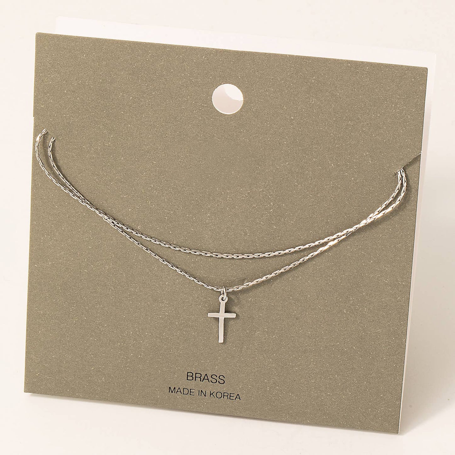 Layered Chain Cross Pendant Necklace