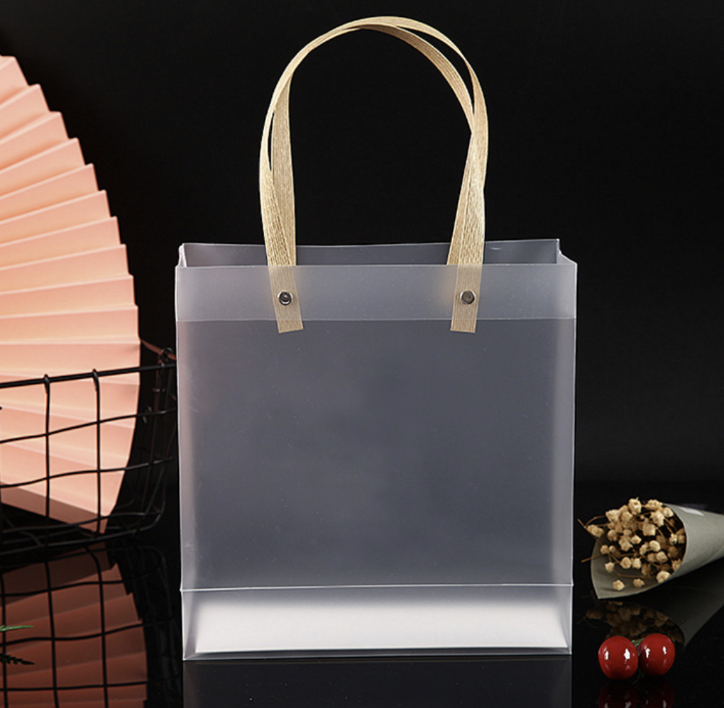 12pcs , transparent frosted PVC paper rope gift bag