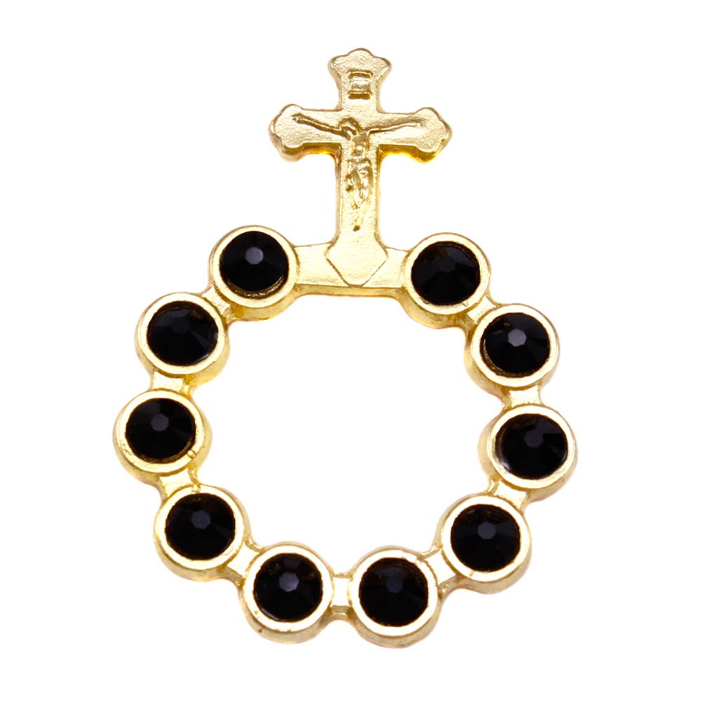 Rosary Swarovski Crystal Black One Decade Finger Rosary