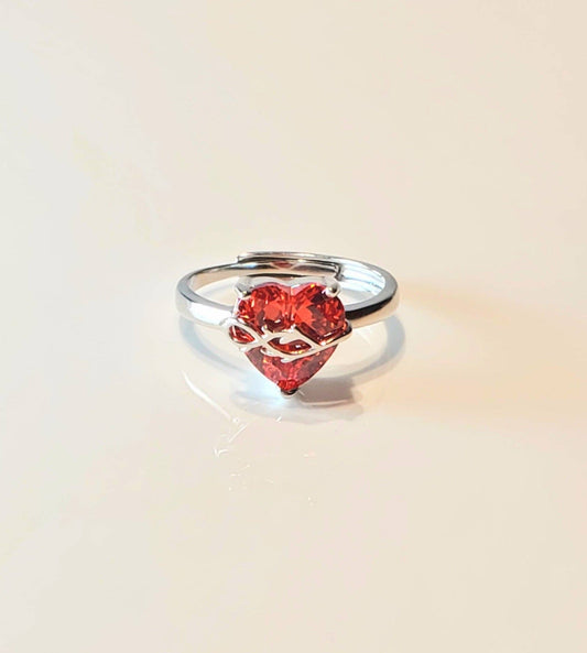 Adjustable Red Sacred Heart Ring