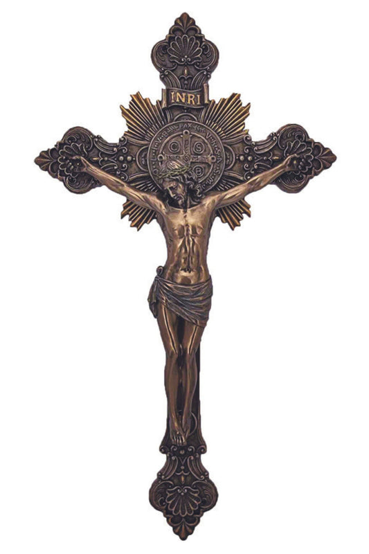 St. Benedict Crucifix Cold Cast Bronze 14"