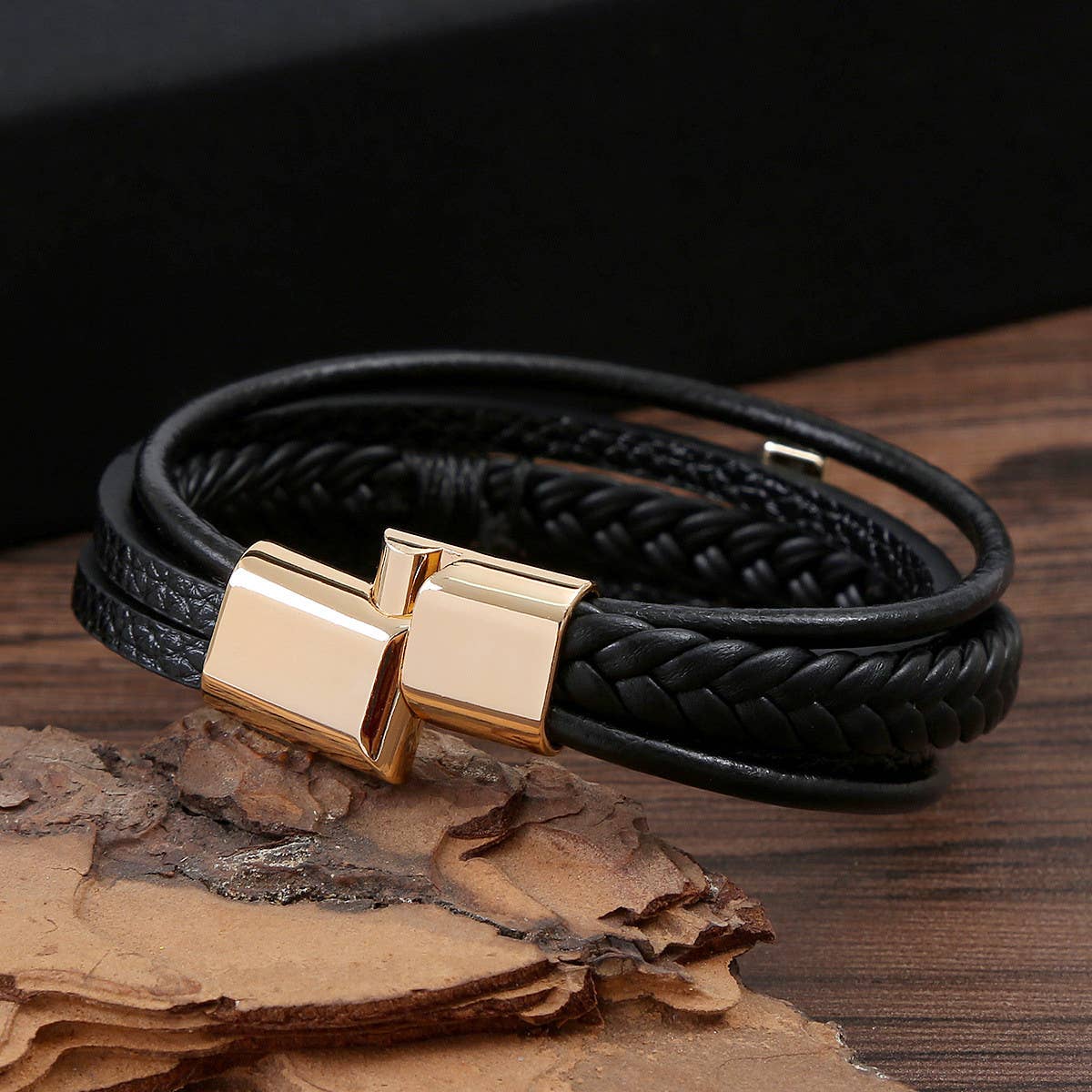 Leather Cross Bracelet