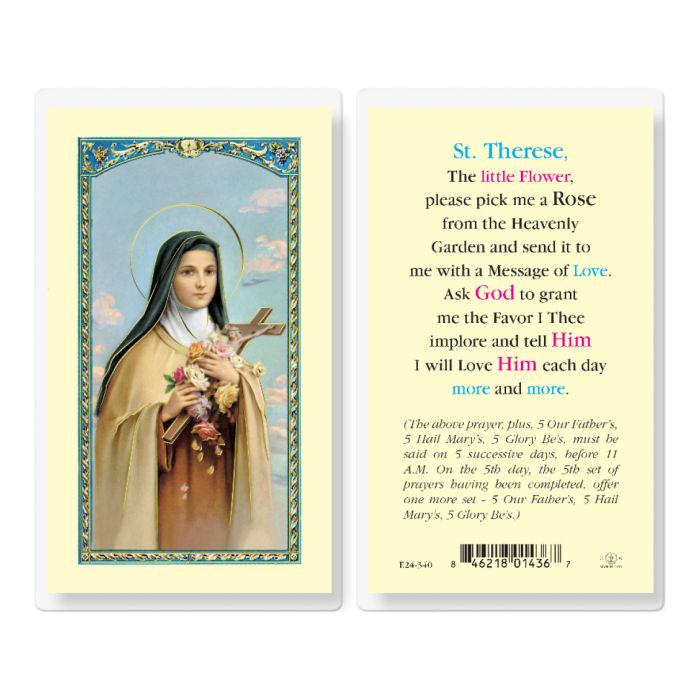 St. Therese Laminated Prayer Card