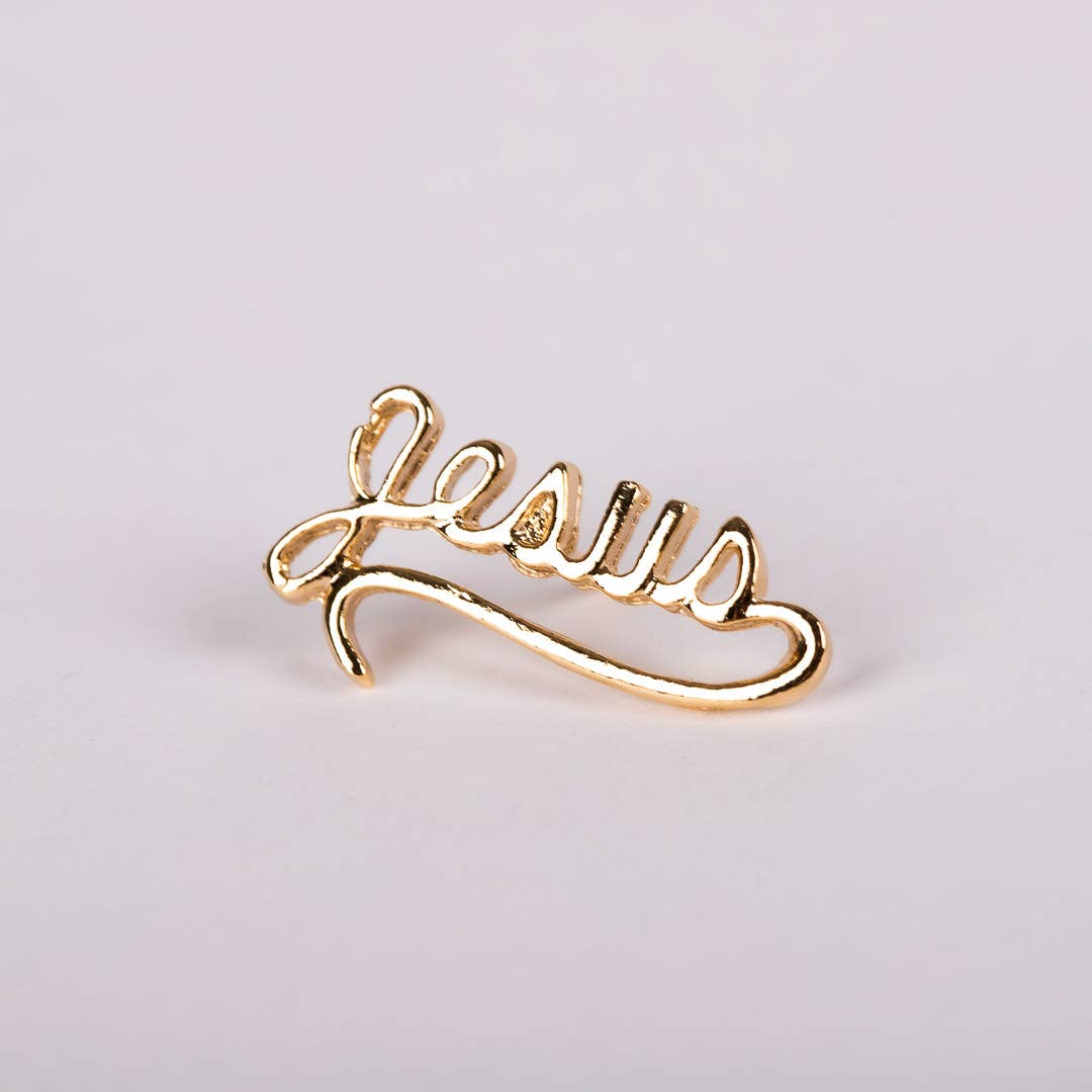 Lapel Pin Jesus Script Gold Color