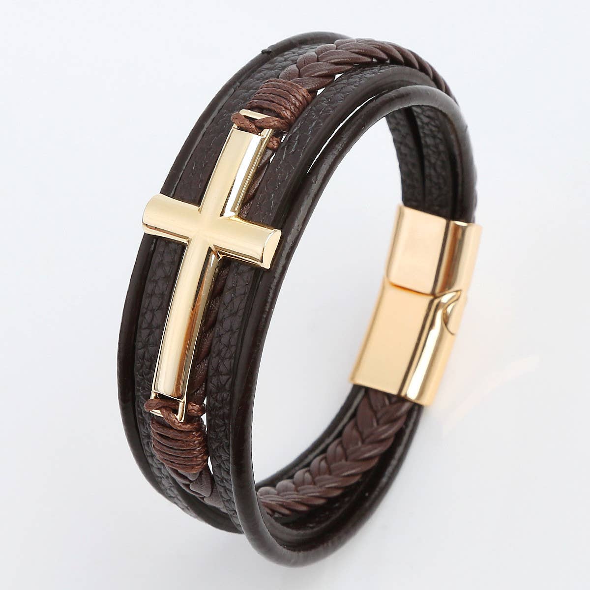 Leather Cross Bracelet