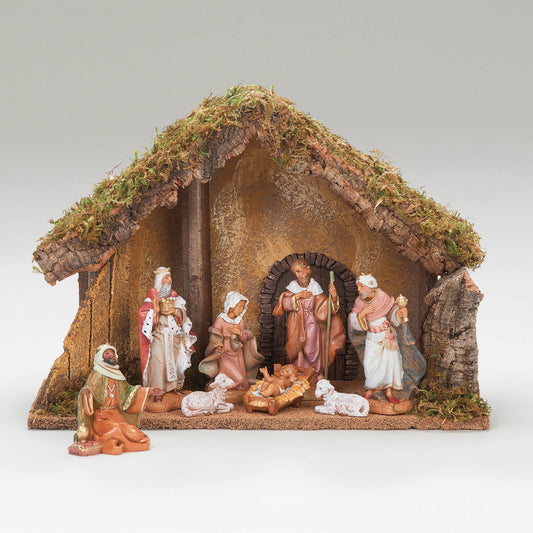 Fontanini 8-Figure Rustic Nativity with Stable 5" Scale 