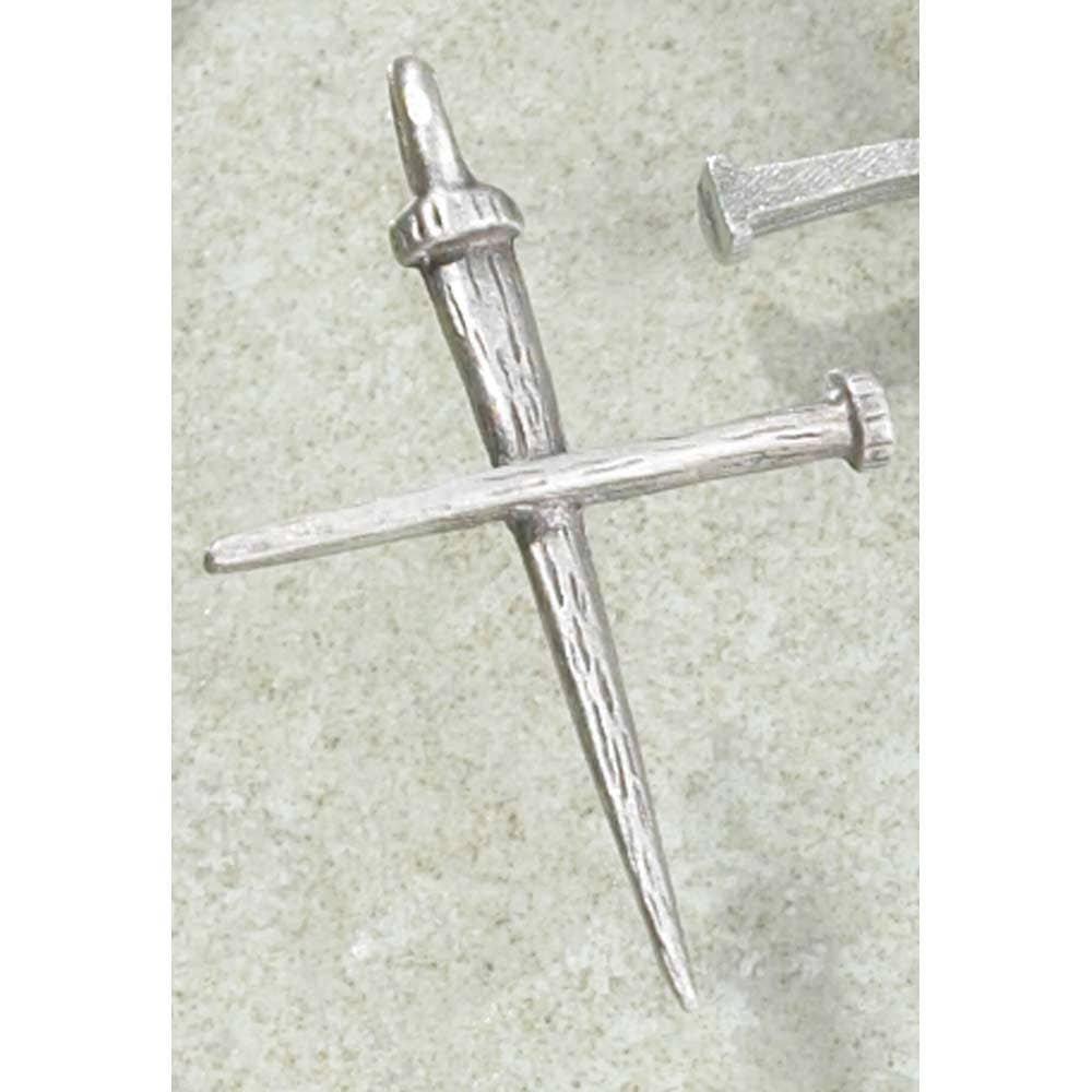 Pewter Nail Cross Necklace