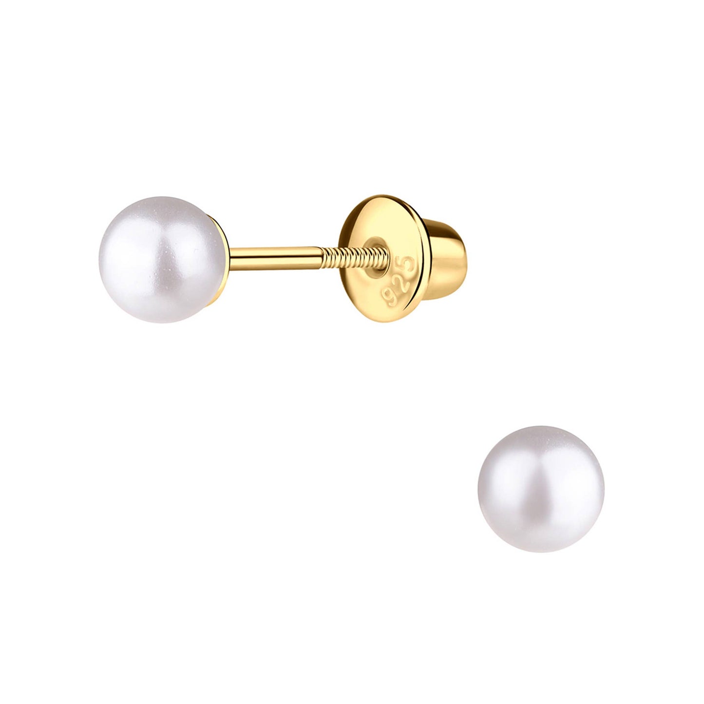 14K Gold-Plated Screw Back Pearl Earrings