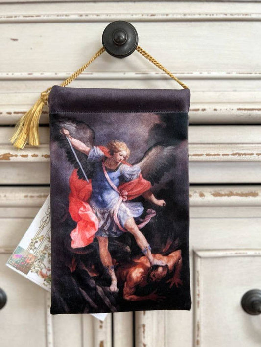 VINTAGE CATHOLIC ART Blessing Carrier Pouch SAINT MICHAEL
