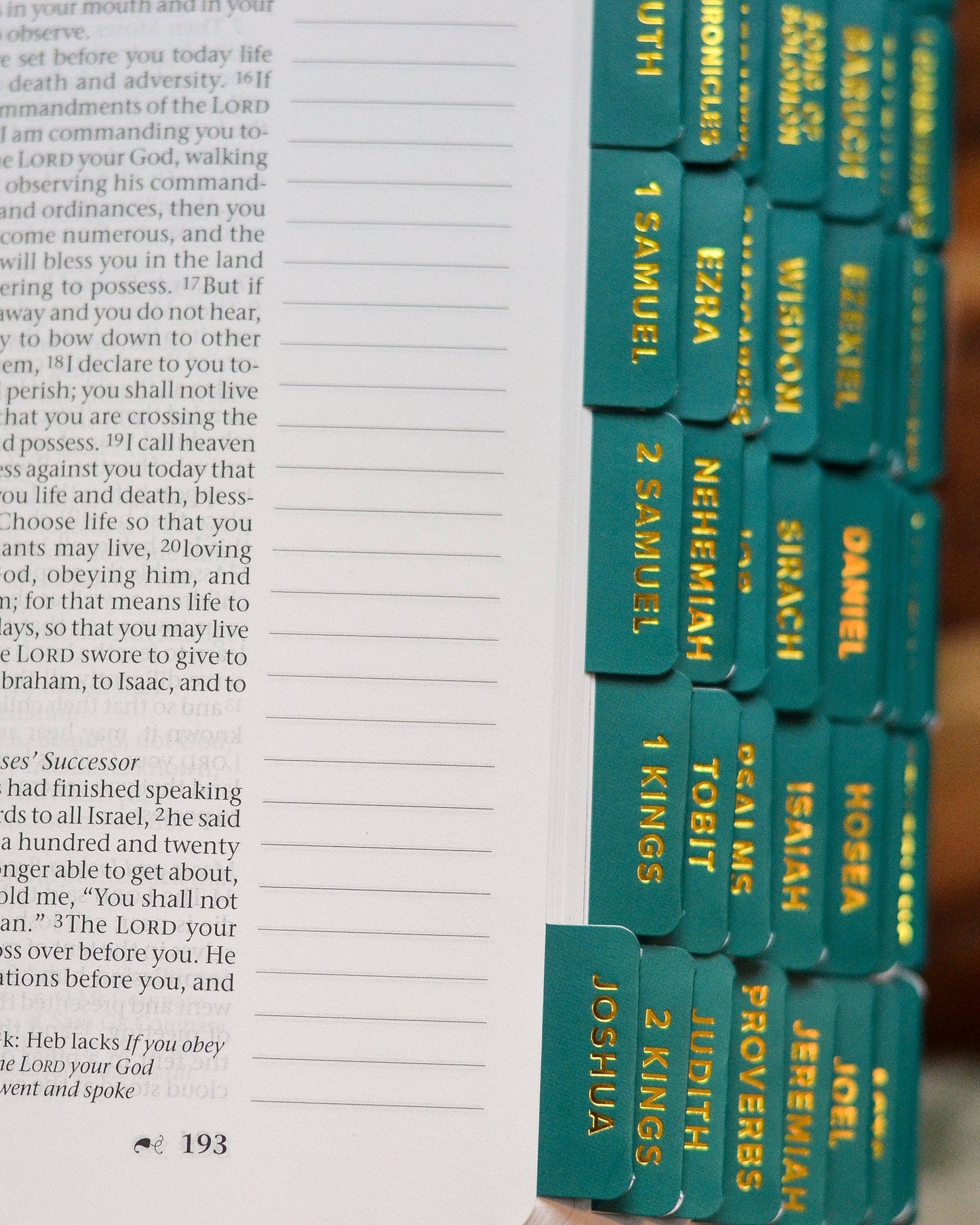 Emerald and Gold Catholic Bible Tabs