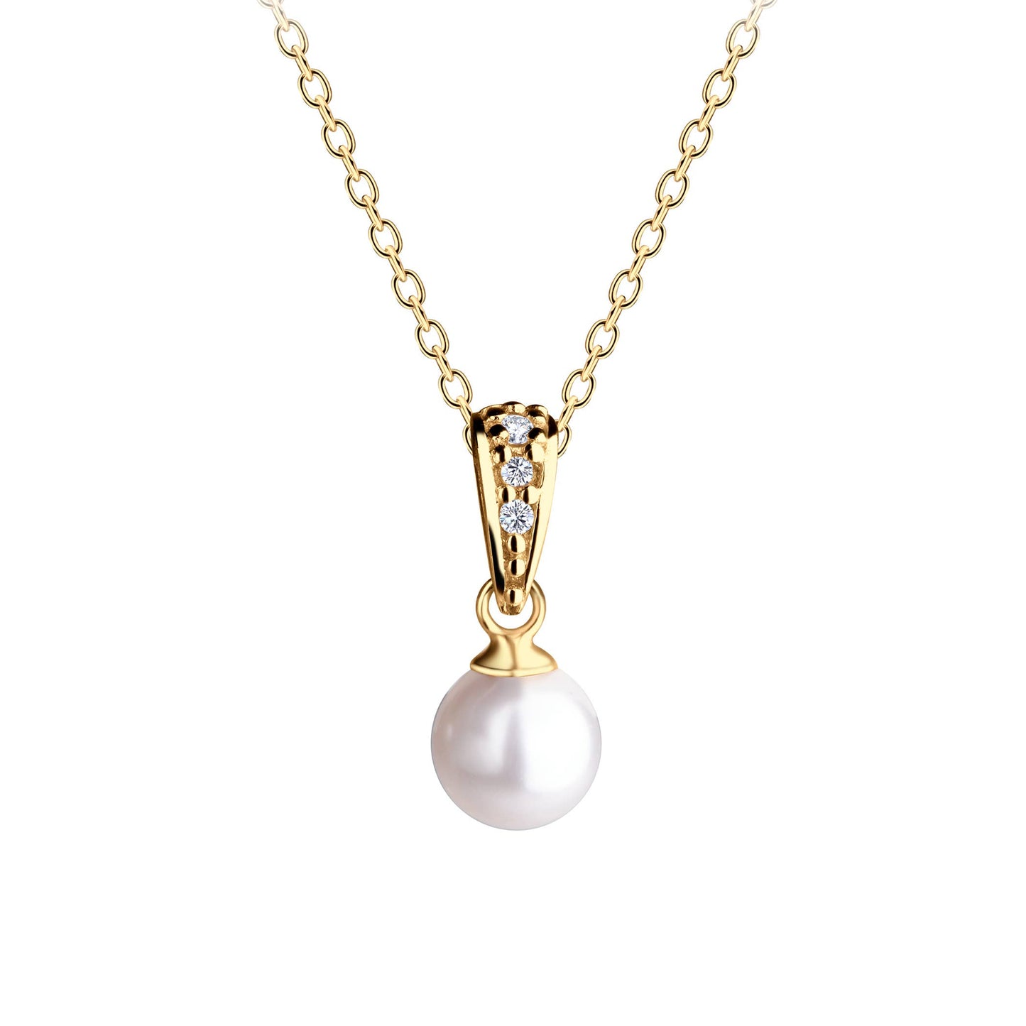 Girls 14K Gold-Plated Pearl Pendant Necklace