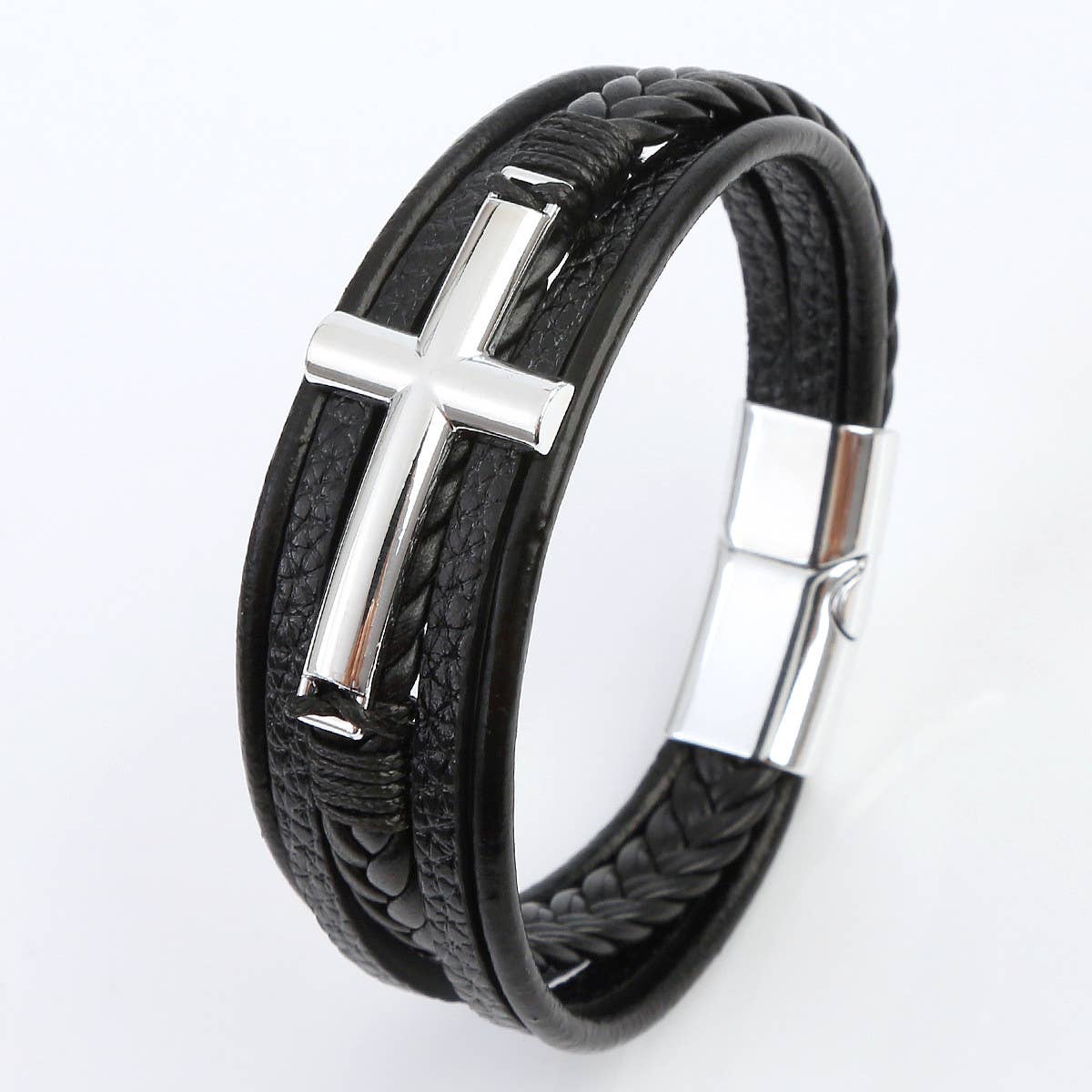 Leather Cross Bracelet