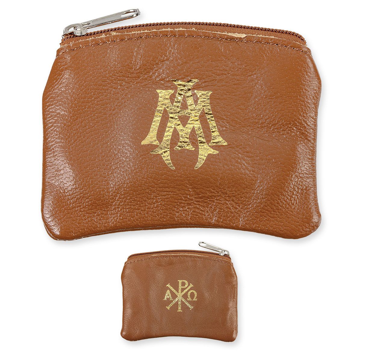Genuine Sheepskin Leather Rosary Pouch with Smooth Velvet Lining, Zipper