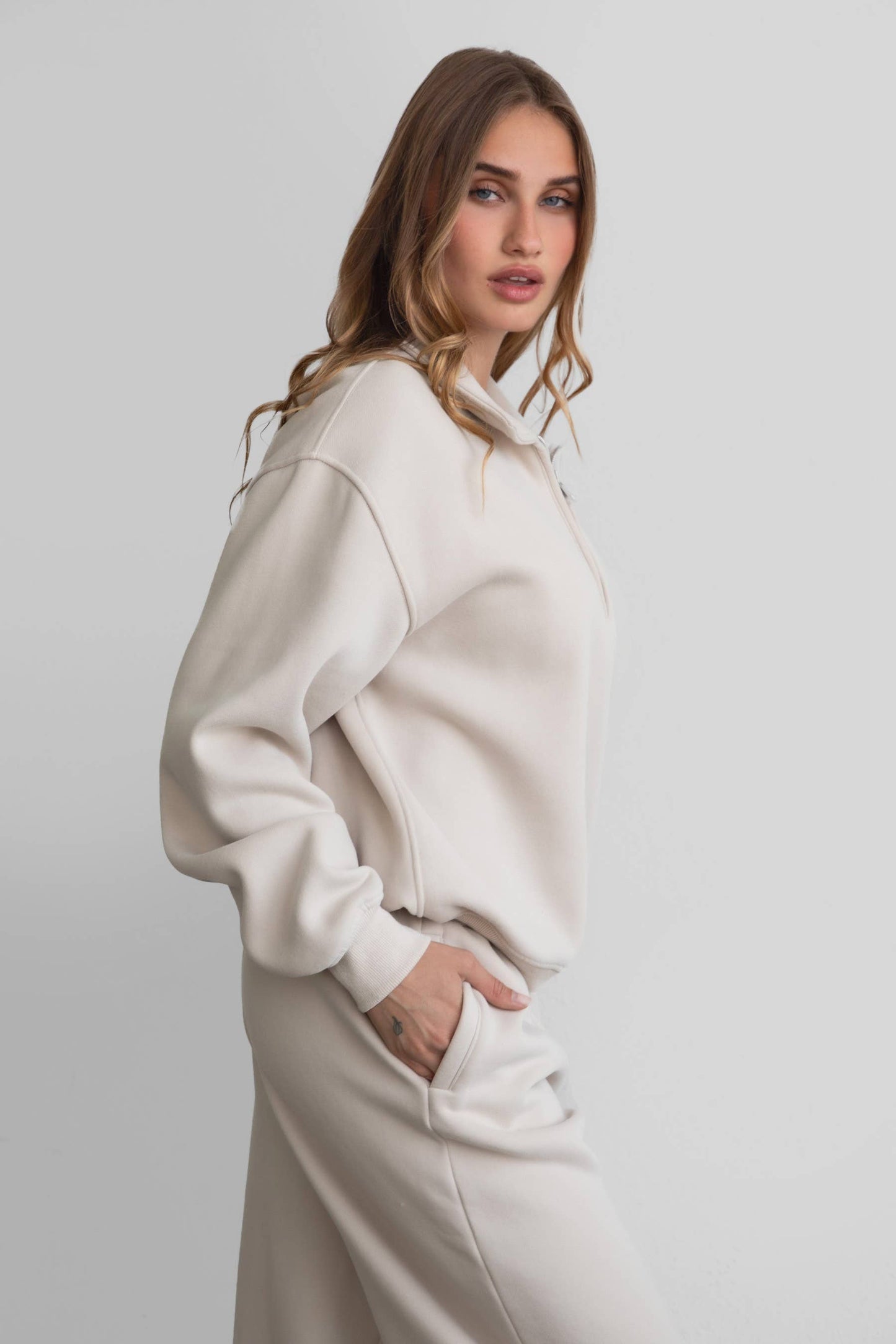 HAILEE Cloud Fleece Classic Half-Zip Sweater
