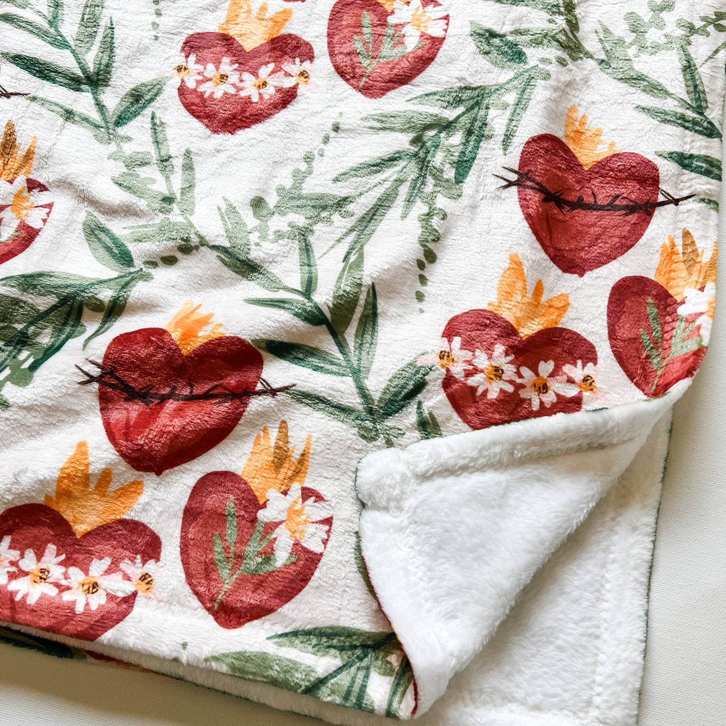 Holy Family Hearts Minky Blanket