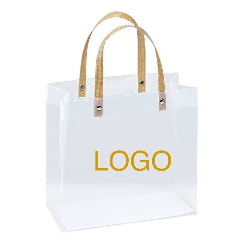 12pcs , transparent frosted PVC paper rope gift bag