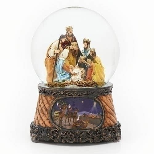 6"H Musical Nativity Dome with 3 Kings Wind Up 100mm