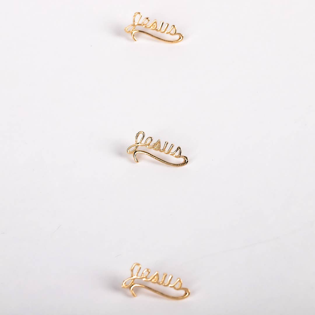 Lapel Pin Jesus Script Gold Color