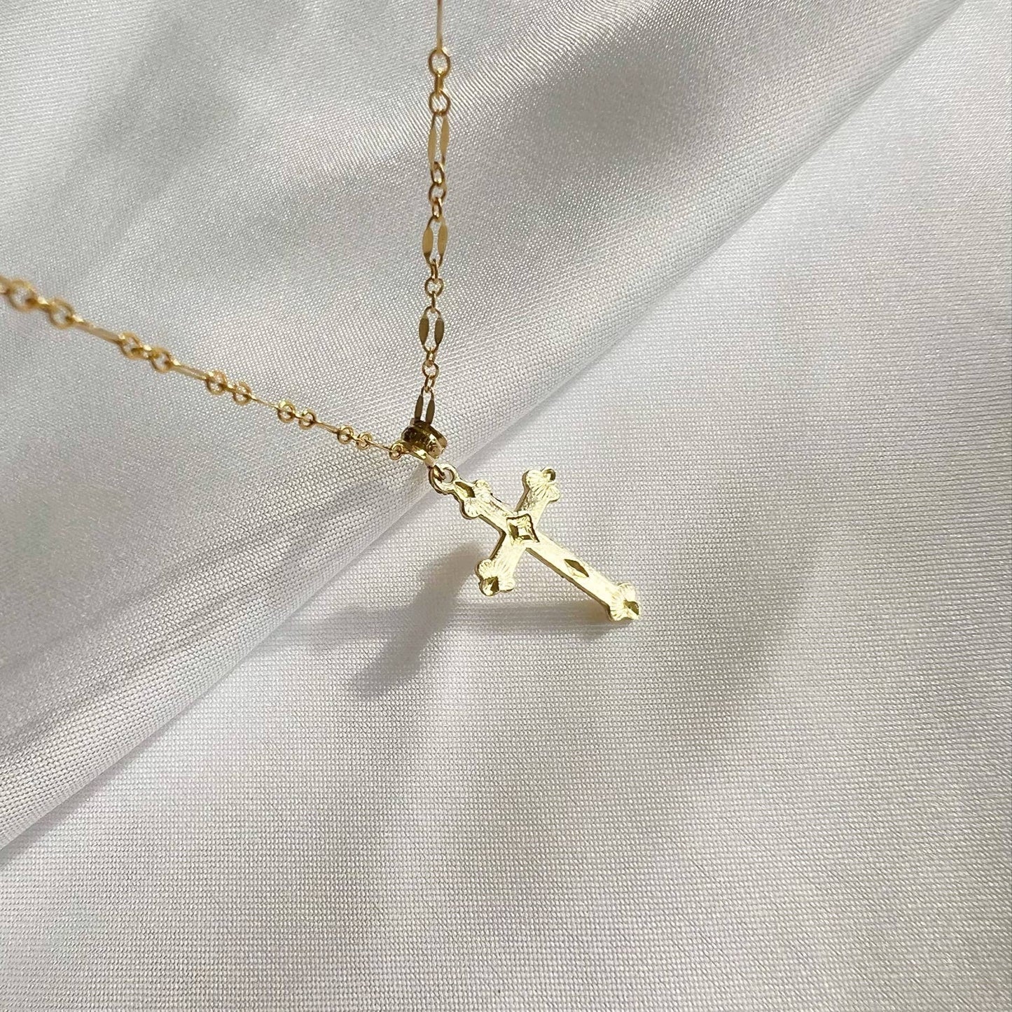 Risen Religious Cross Necklace Gold Filled Sterling Silver