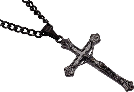 Men's Black S.Steel Crucifix Cross Pendant