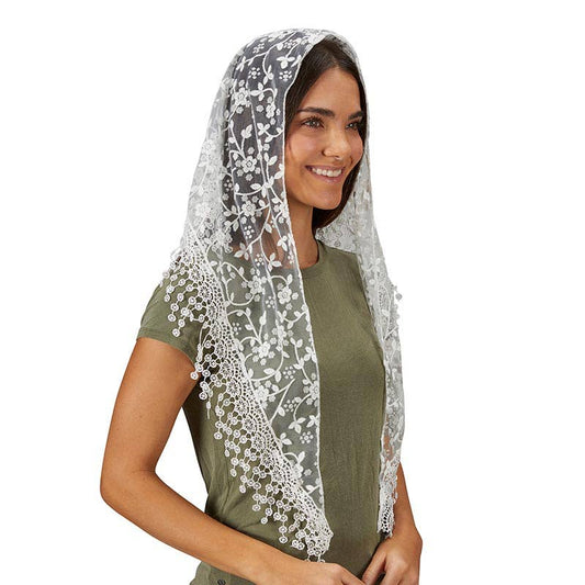 White Chapel Veil W/ Tassels