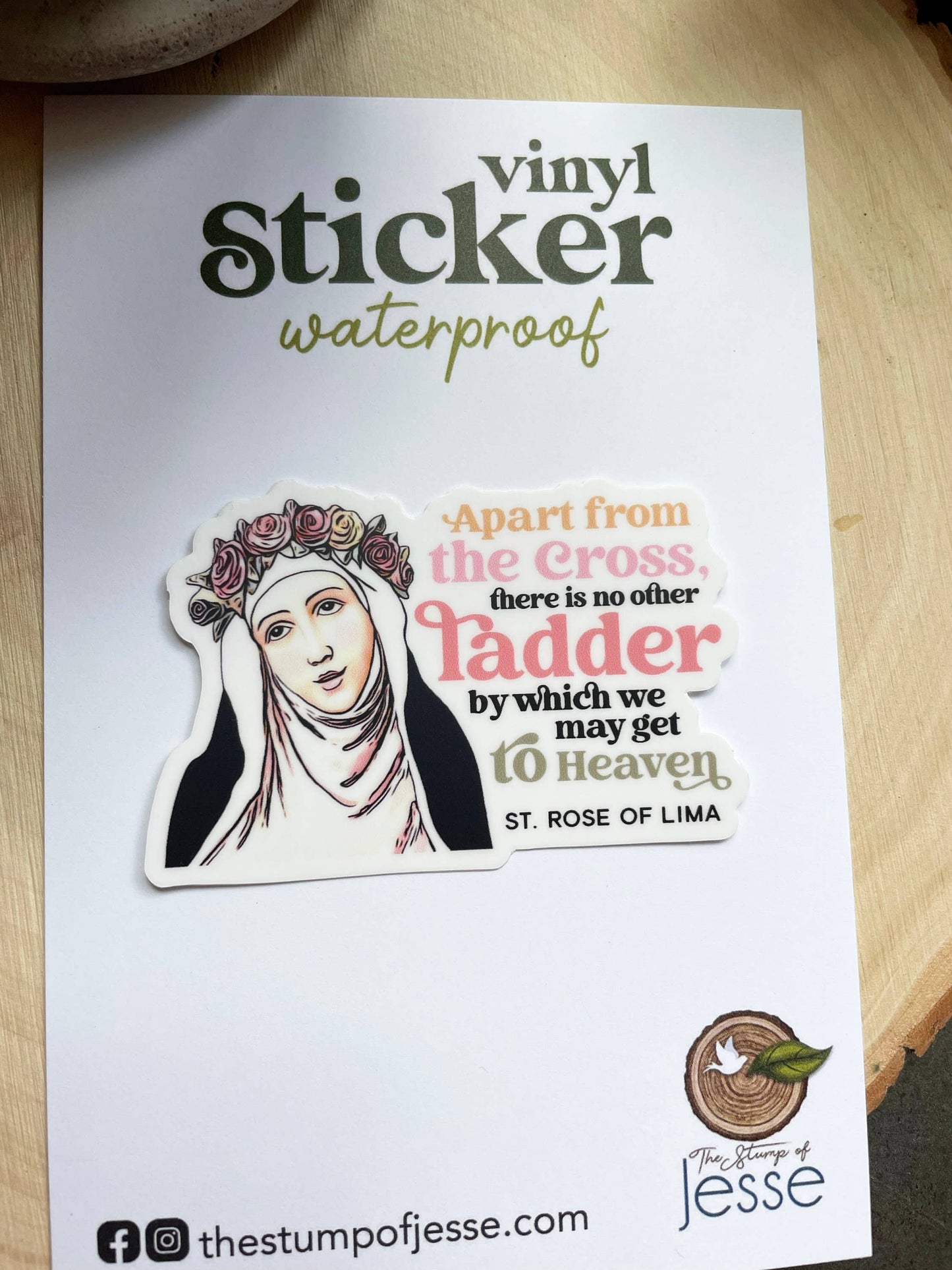 St. Rose of Lima Waterproof Catholic Sticker