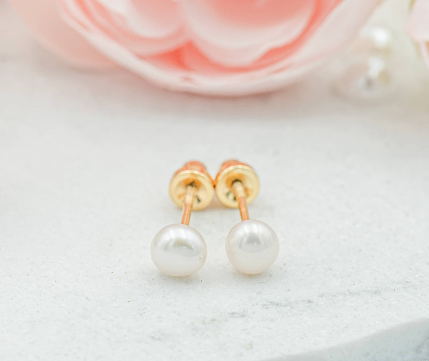 14K Gold-Plated Screw Back Pearl Earrings