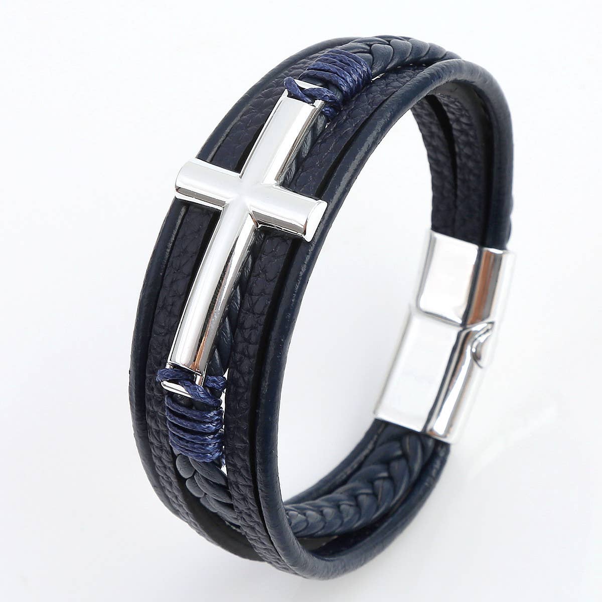 Leather Cross Bracelet