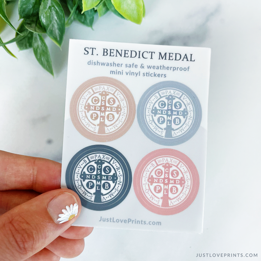 Mini Colorful St. Benedict Medal Sticker Sheet