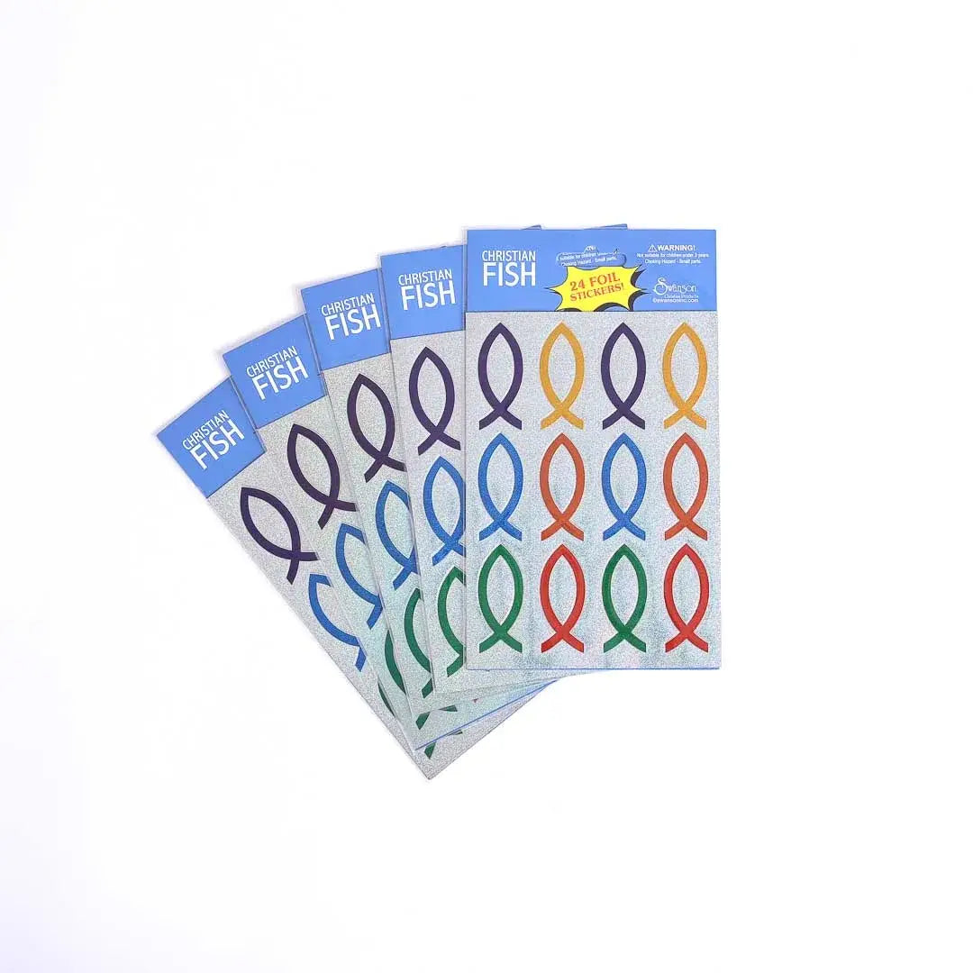 Stickers Foil Fish Emblems 24 Count