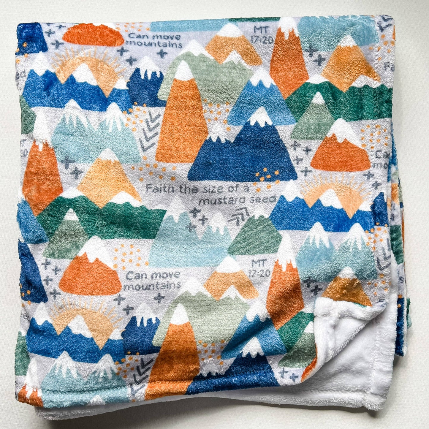 Faith Moves Mountains Minky Baby Blanket