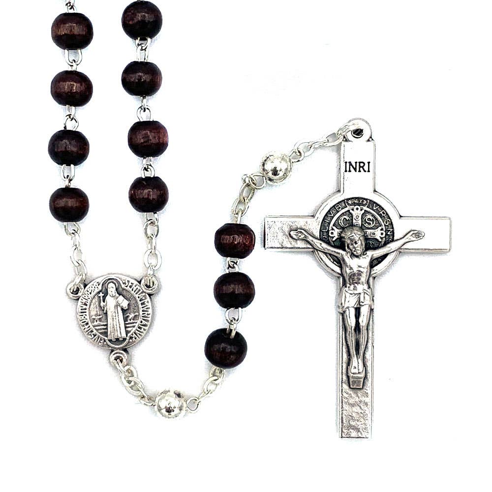 Brown Wooden Beaded St Benedict Rosary