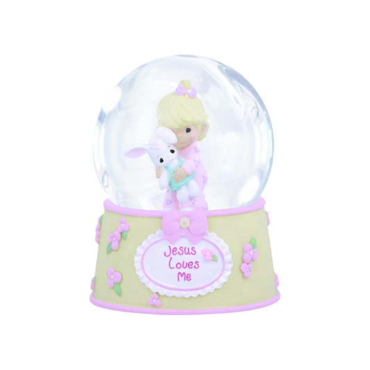 Precious Moments  Musical Water Globe Girl Bunny