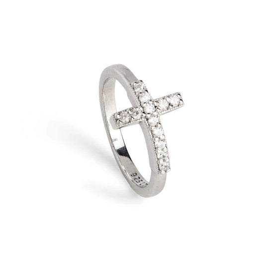 cross with cubic zirconia ring, size 6