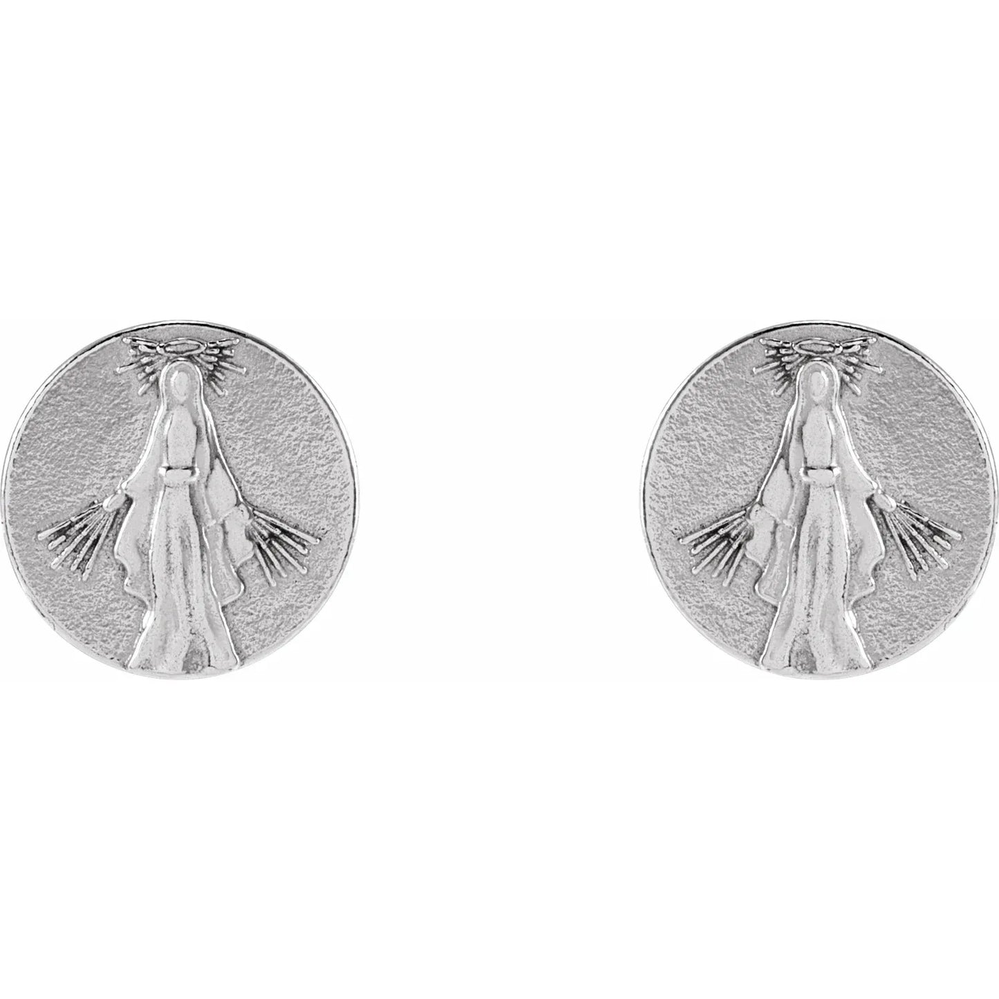 Sterling Silver Tiny Miraculous Medal Stud Earrings