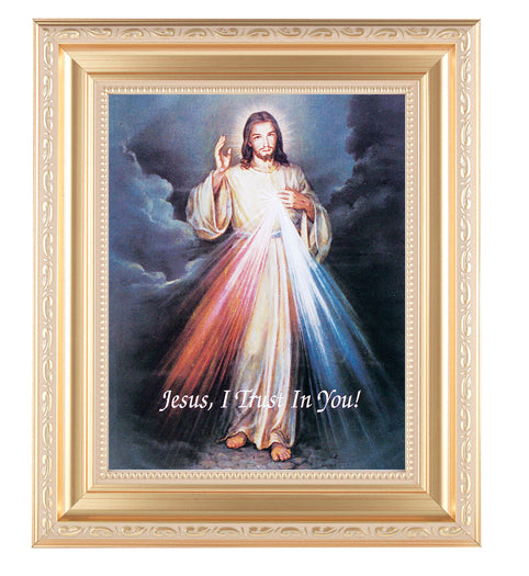 Divine Mercy in Gold Scroll Frame