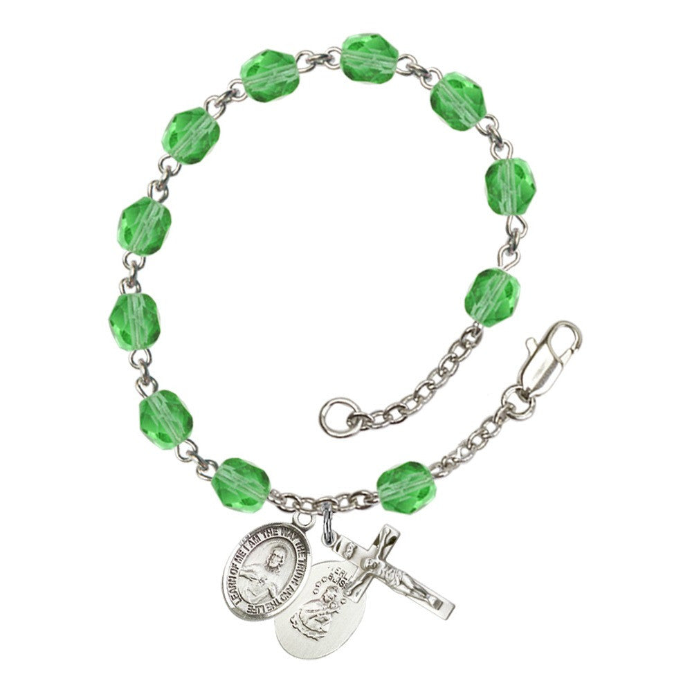 Scapular Green August Rosary Bracelet 6mm