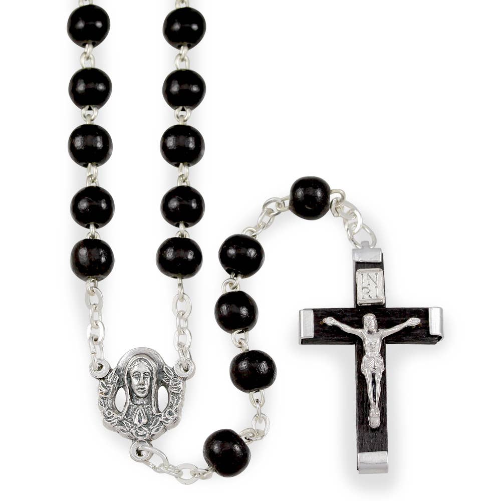 Rosary Black Wooden Round Beads
