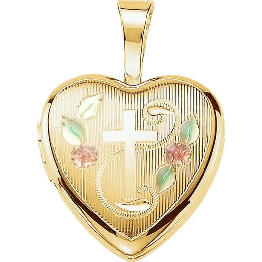 14K Gold Plated Tri-Color Locket with Chain Options