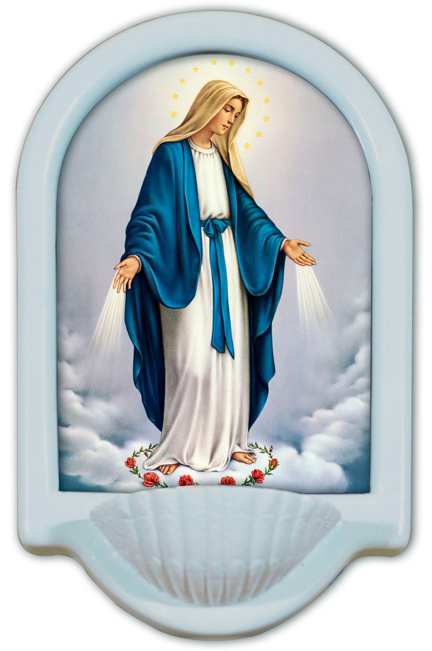 Our Lady of Grace Blue Holy Water Font