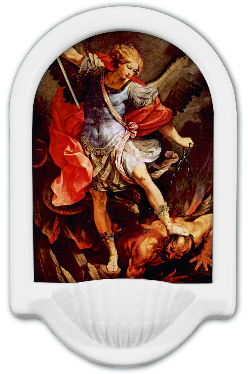 St. Michael White Holy Water Font