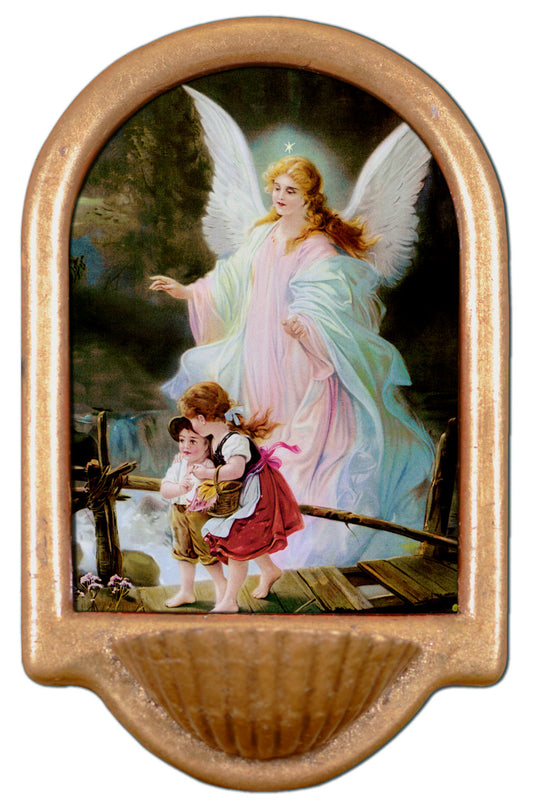 Guardian Angel Gold Holy Water Font