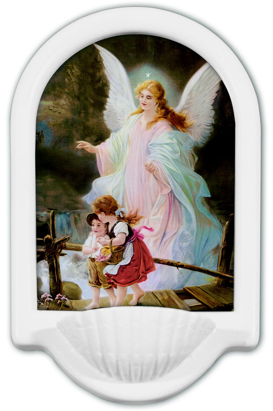 Guardian Angel White Holy Water Font