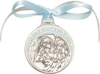 Baby with Angel Crib Medal (Blue)